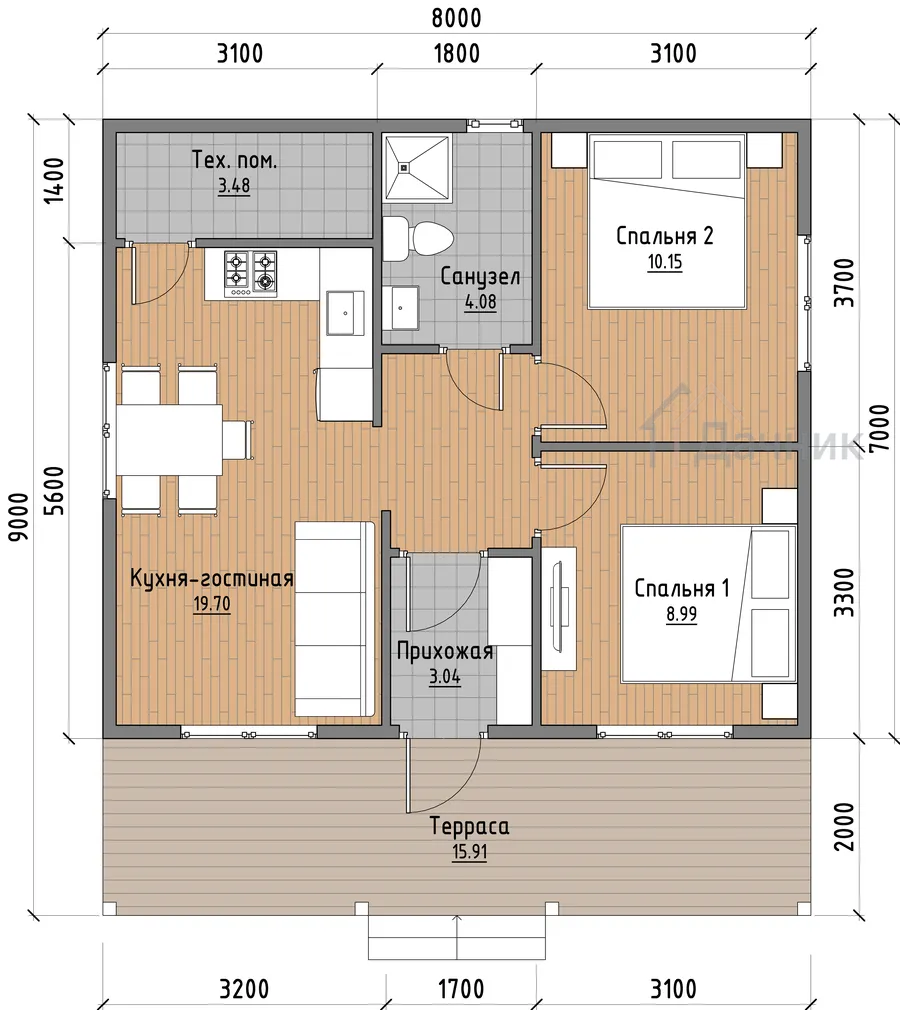 Дк-202 - План этажа - 1 Этаж