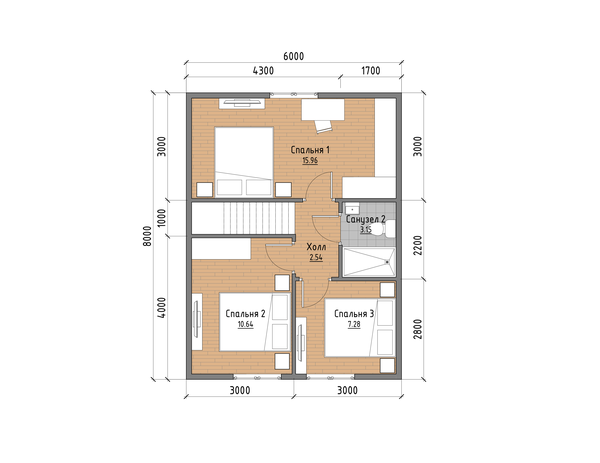 ДК-184 - План 2-го этажа с расстановкой мебели