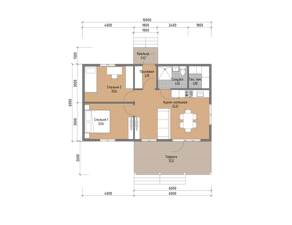 Дк-231 - План 1-го этажа с расстановкой мебели